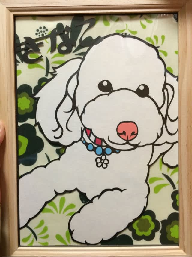 No 027 トイプードル きなこくん ペットのきり絵 Drops