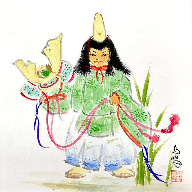 西出香鶴 色紙「かぶと」