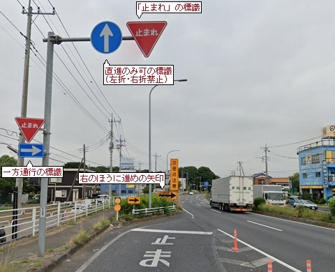 合流地点の手前に停止線が