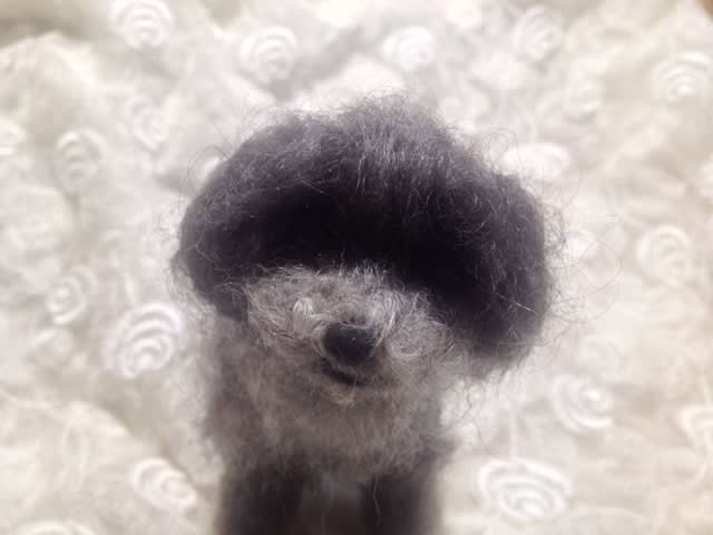 シーズーとシュナウザーのミックス犬 羊毛フェルトマスコット はっぴぃぽけっと の羊毛フェルトで作る愛犬マスコット