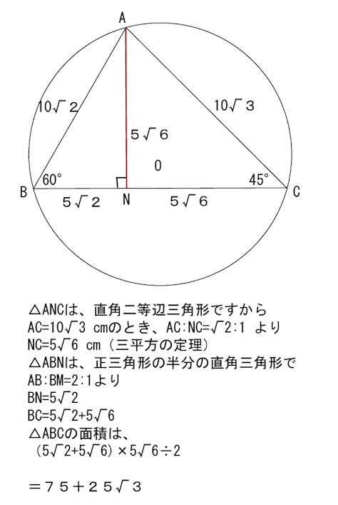 円に内接する 三角形の 問題 4 名寄 算数数学教室より