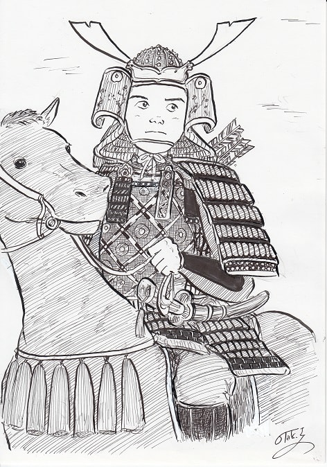 武者姿 平安時代 A Samurai On Horseback Clad In Armor スケッチ貯金箱
