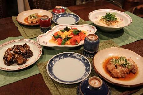 心の糧 日々是新 夕食の献立 油淋鶏 卵とトマトの炒め物 なすのみそ炒め 中華風冷ややっこ 今日が一番素敵