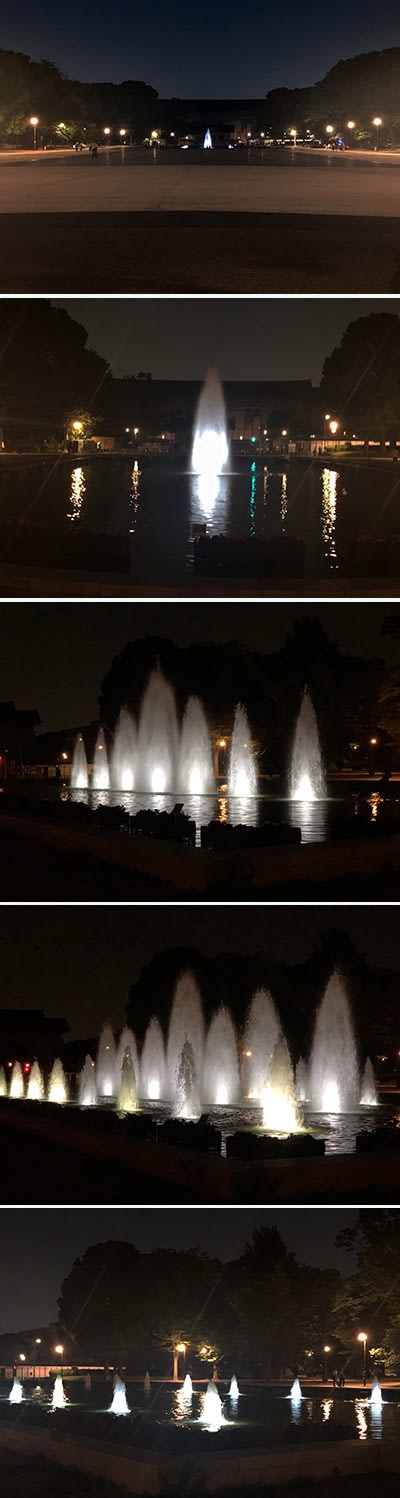 夜の上野公園で大噴水を楽しむ 大判カメラ日記