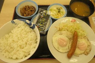 松屋の朝食でご飯を特盛りにしてみた Butataroの岡山グルメ紀行