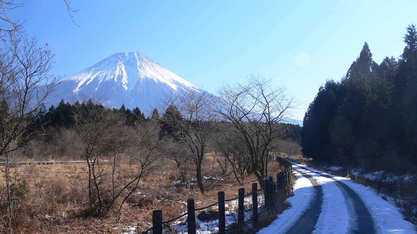 雪の残る小田貫湿原と富士山 パソコンときめき応援団 壁紙写真館