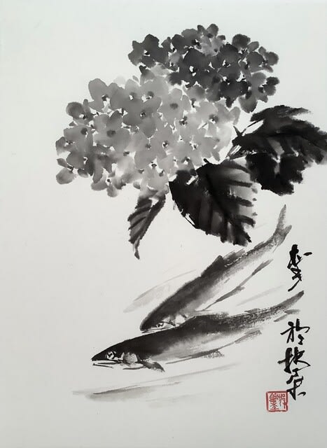 掛け軸 水墨画 藍湾香梅 夏月 大物200cm×99cm 存在感抜群の逸品 掛け軸 水墨画 藍湾香梅 夏月 大物200cm×99cm 存在感抜群の