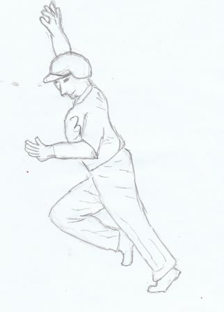 ６月２１の鉛筆画 ガッツポーズをする野球選手のイラスト 爺チャンの落書帳