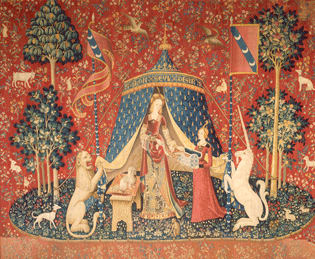 貴婦人と一角獣「我が唯一の望み」ゴブラン織りタペストリー - 絵画 