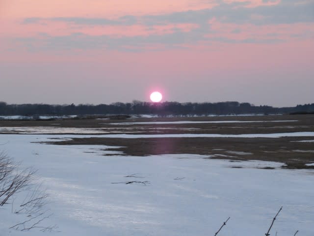 今年の４月 ピンクの夕焼け太陽です カメラの角度か雲のせいか変わった夕焼けが撮れました アーカイブ編です 北海道の北の果てからgooブログはじめました