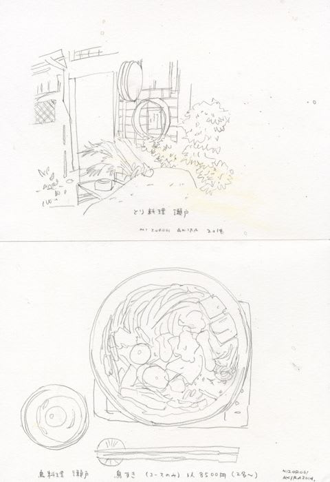 松任谷氏の食べ歩き 目利きの寄り道 水彩イラスト 鶏すきと納豆焼きそば Sportscar Graphic