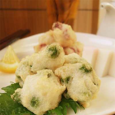 ビールにあう ホックリ春の味 えんどう豆のおつまみ天ぷら始めました 京都 舞鶴かまぼこ嶋七の今日の笑顔