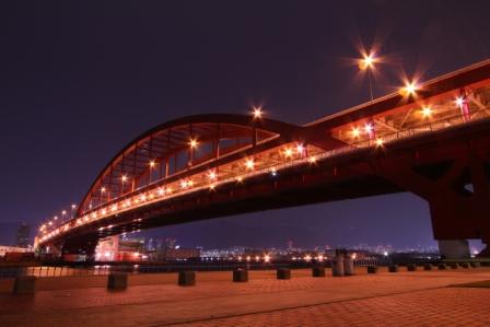 神戸の夜の赤い橋 神戸大橋夜景 おん まい らいふ