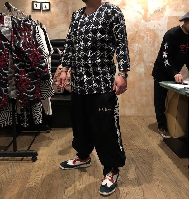 ブエナビスタ　鯉口シャツ　名作　ボーン六芒星　ブラック　YOIYOIGION ブエナビスタ 鯉口シャツ 名作 ボーン六芒星 ブラック