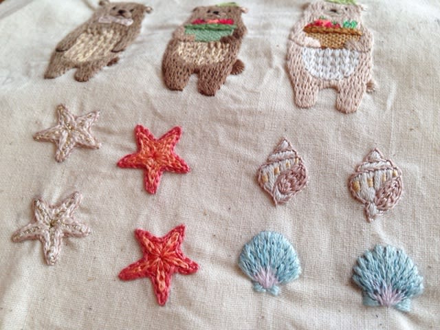 海の幸な刺繍 双子でほっこり刺繍の布物制作記 Chicchi