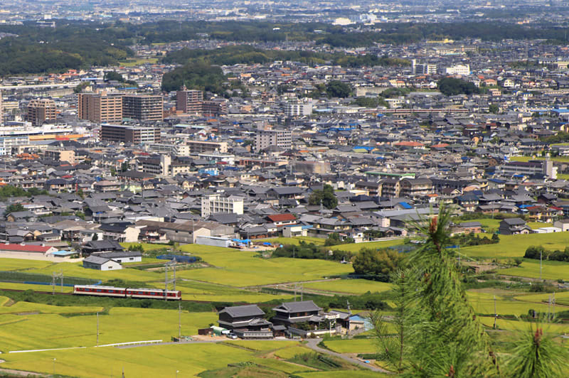 二上山から見た近鉄南大阪線と大阪線,鉄道写真,撮り鉄,撮影ポイント,撮影地