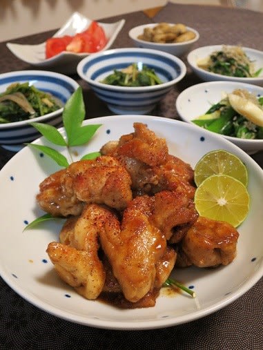 鶏もも肉のすだちポン酢焼きと大根菜のたいたの 小太郎のまんぷく日記