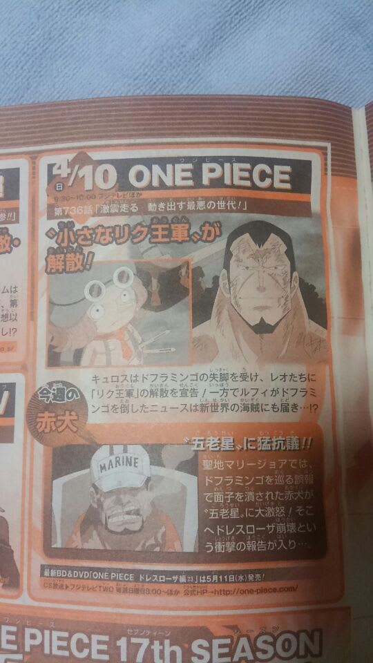 One Piece 第736話 激震走る 動き出す最悪な世代 僕のヒーローアカデミア 第2話 ヒーローの条件 蝶の迷宮 再装填奇譚