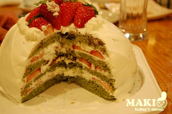 抹茶小豆のズコットbirthdayケーキ ｍａｋｉ 今日の献立