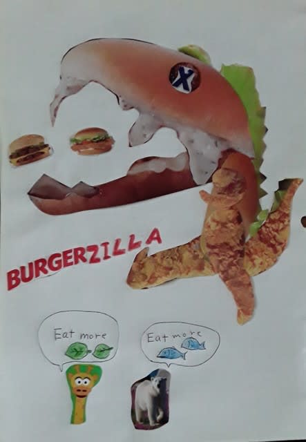 チラシで貼り絵 暇つぶしに チラシで貼り絵 暇つぶしに