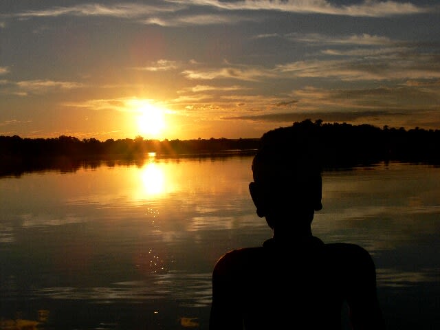 ザンベジ川に沈む夕陽が綺麗だ