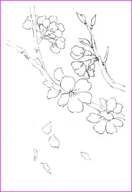 桜 下描き おさんぽスケッチ にじいろアトリエ 水彩 色鉛筆イラスト スケッチ