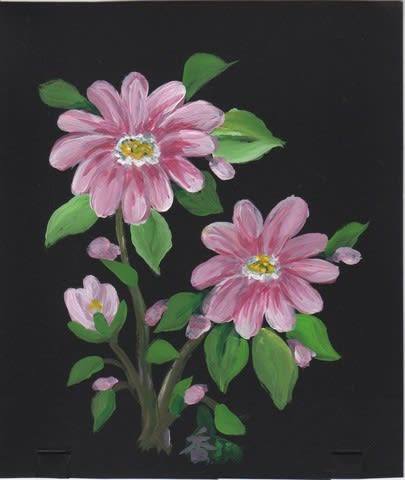 アクリル絵の具で花のイラスト 草花図
