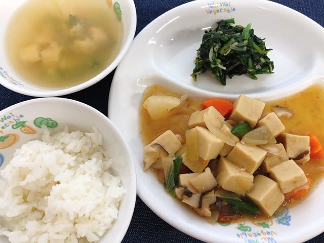 高野豆腐と鶏肉の煮物 おからココアケーキ 噛めば噛むほど幸せ