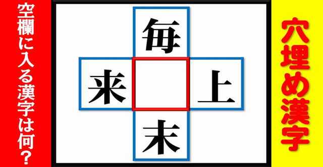 穴埋め漢字 空欄に漢字を入れて4つの二字熟語を同時に完成させる脳