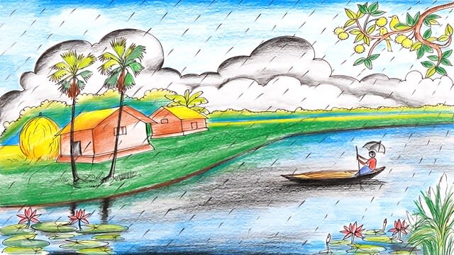 Oil pastel drawing for beginners | Rainy season scenery drawing for  beginners with oil pastel - YouTube | Oil pastel, Pastel drawing, Oil  pastel drawings