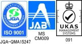 精密板金　丸井工業　ISO9001認証マーク