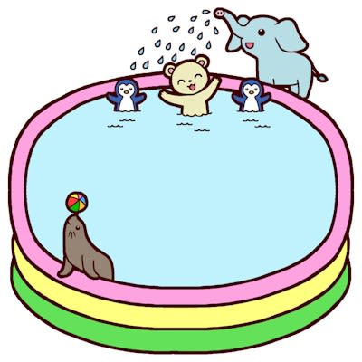 プール 水遊び1 夏の季節 行事 枠 ふきだし 素材屋イラストブログ