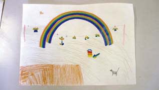 虹 をテーマに 国美術 絵画 児童教室作品紹介