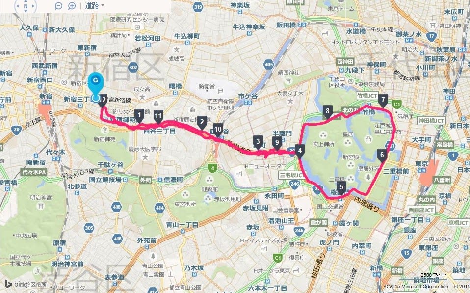 新宿から皇居ラン トレーニングコース 新宿三丁目徒歩３分 ホテルたてしな