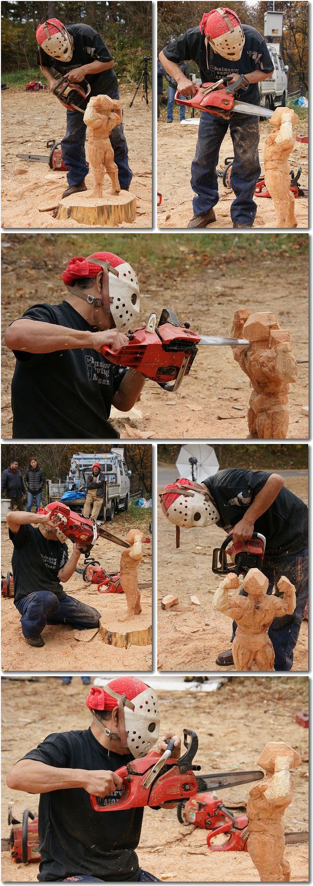 ジェイソンさん取材を受け キン肉マンを彫る その3 きじとら の 散歩写真 ジェイソンさん取材を受け キン肉マンを彫る その3 きじとら の 散歩写真