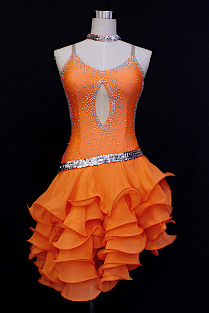 熱い販売 明るいきれいな、オレンジのラテンドレス ドレス - www.comip 