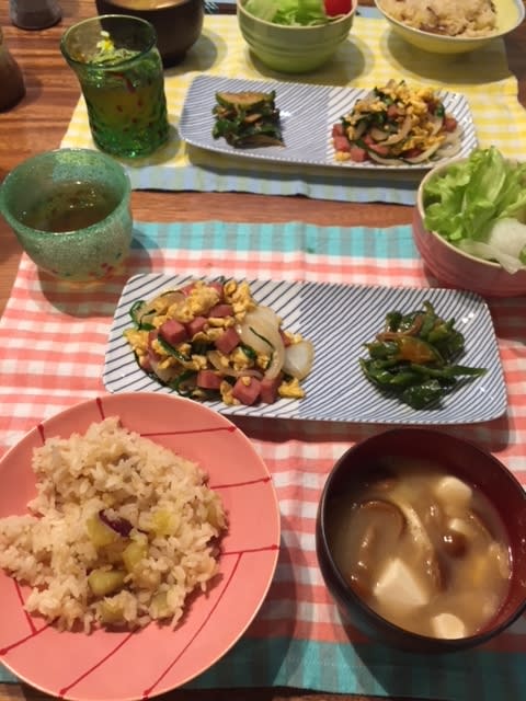 9 30 さつまいもご飯やらスパムチャンプルーやらの晩ご飯 ひなマム一家の珍道中 ブログ版 9 30 さつまいもご飯やらスパムチャンプルーやらの晩ご飯 ひなマム一家の珍道中 ブログ版