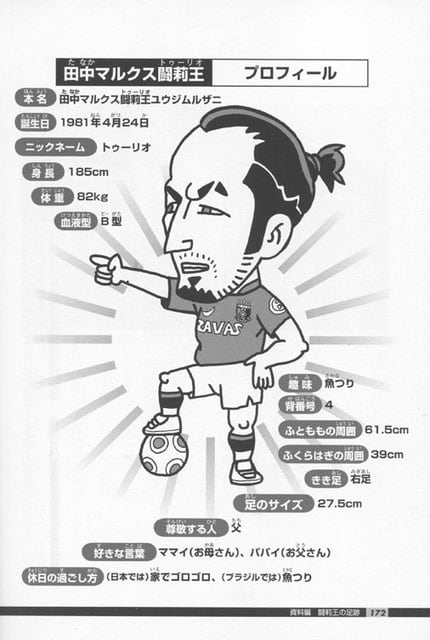 田中マルクス闘莉王選手の書籍の似顔絵イラスト