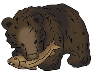 動物画像無料 驚くばかりかわいい 熊 鮭 イラスト
