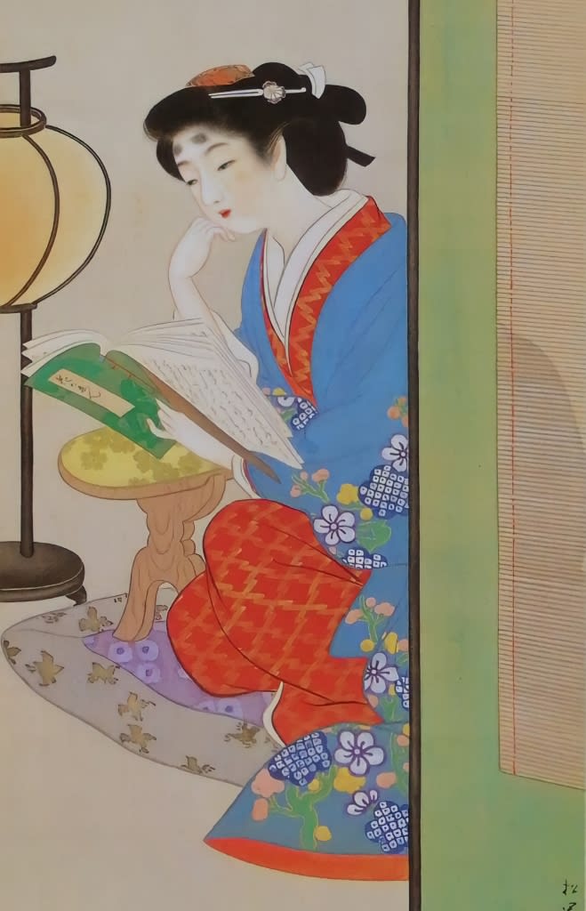 上村松園『志ぐれ』シルクスクリーン(223 280) 淳之監修 紙箱付き 絵画