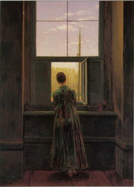 窓辺の婦人 フリードリヒ たぬきの美術研究室