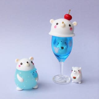 ピンクハウスクリームソーダくまさん柄ミディワンピース