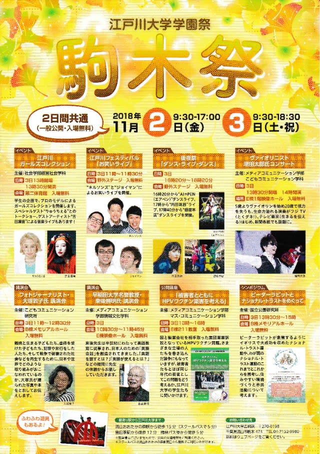 江戸川大学学園祭 駒木祭 流山おおたかの森 お散歩日記