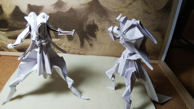 折り紙2枚 ペーパークラフト ファイティング 人並みのアクション 可動性を目指して 作る過程も Origami Papercraft Fighting ペーパークラフト 折り紙技術 アマチュア 人生の素人 折師 の記録