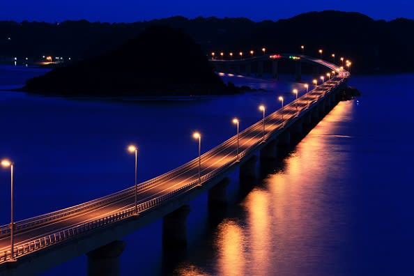 角島大橋の夜景 ひとりぼっちで日本一周ドライブ