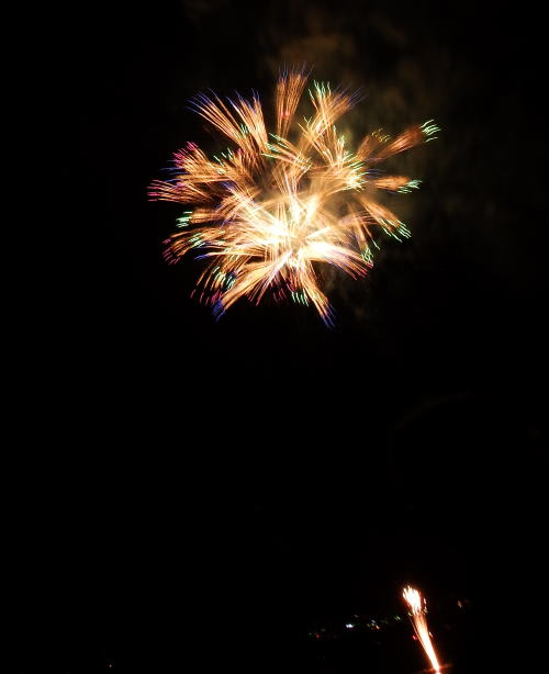 ２０１５年諏訪湖祭湖上花火大会で見た花火（6）　花火遠景