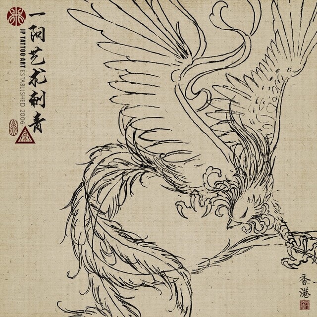 In Progress - Full Body Fire Phoenix, freehand draw tails - Chinese Painting Tattoo - Joey Pang - JP Tattoo Art - Hong Kong