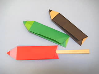 いろえんぴつの箸袋おりがみ 創作折り紙の折り方