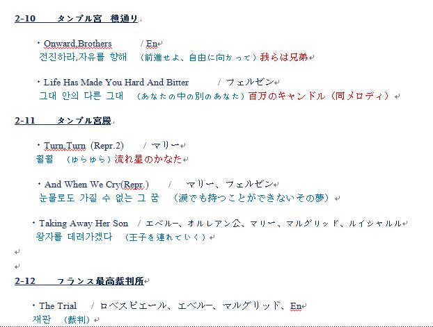 韓国マリーアントワネット曲目リスト 最新版 ｍｙ ｆａｖｏｒｉｔｅｓ