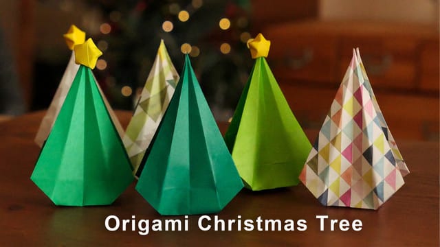 簡単にできる クリスマスツリーの折り方 折り紙１枚 折り図付 Origami Christmas Tree 折り紙で遊ぼ Ayukane